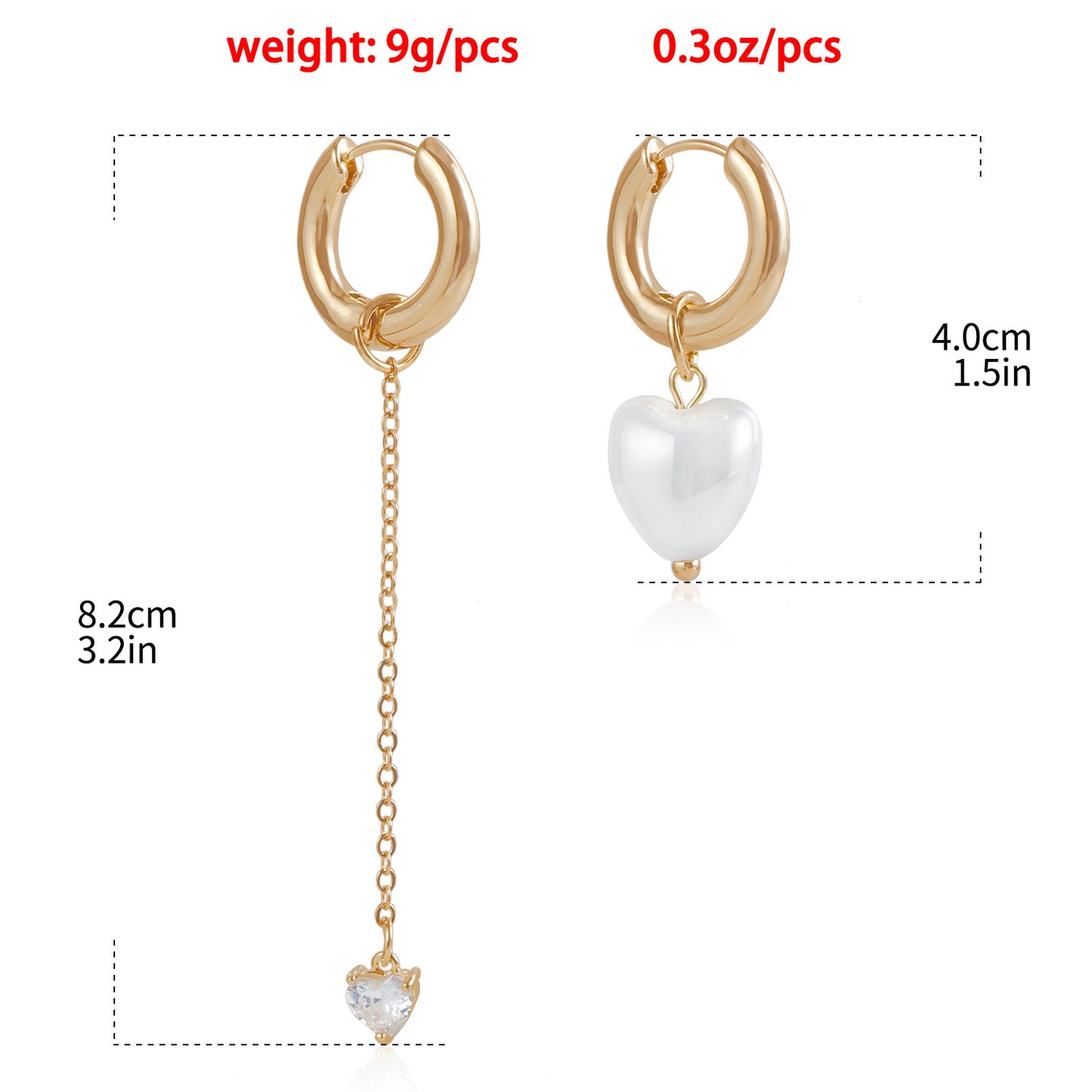 Fashionable Heart-Shaped Pendant Earrings with Tassel Detail in Electroplated Mixed Materials for Women
