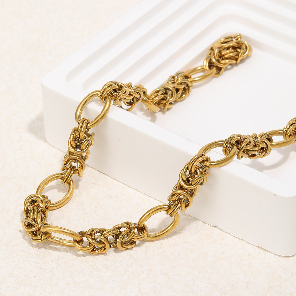 Vintage Casual Geometric Stainless Steel Gold Plated Necklace for Women