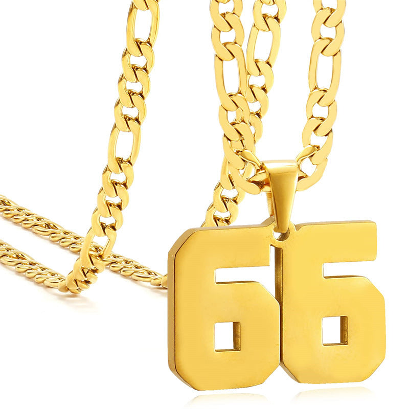 Minimalist Numeric Pendant Necklace for Men and Women Stainless Steel Chain with Polished Titanium Steel Charm