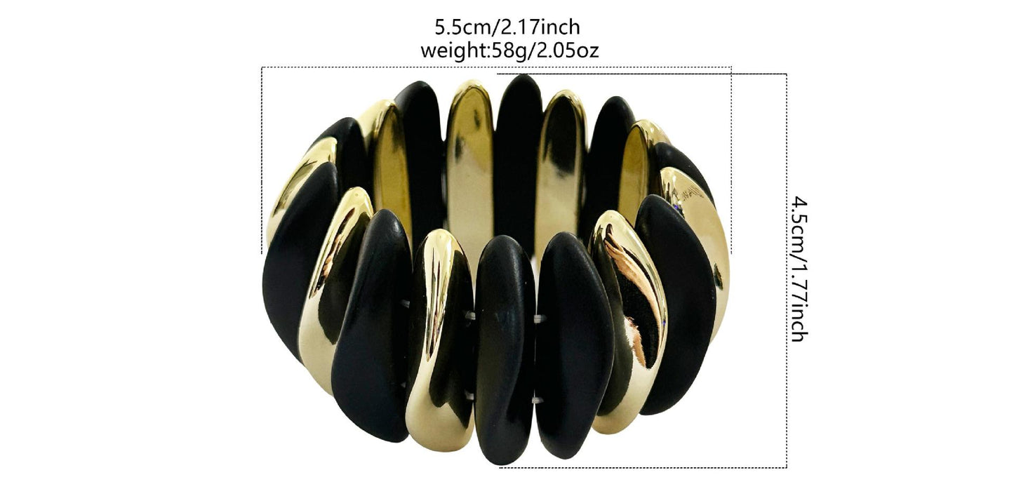 Vintage Oval Geometric Polished Acrylic Bracelet for Women