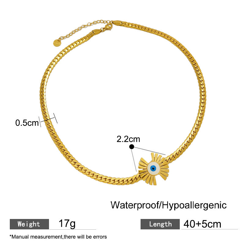 Exaggerated Streetwear 18K Gold Plated Drip Oil Teardrop Evil Eye Necklace Titanium Steel