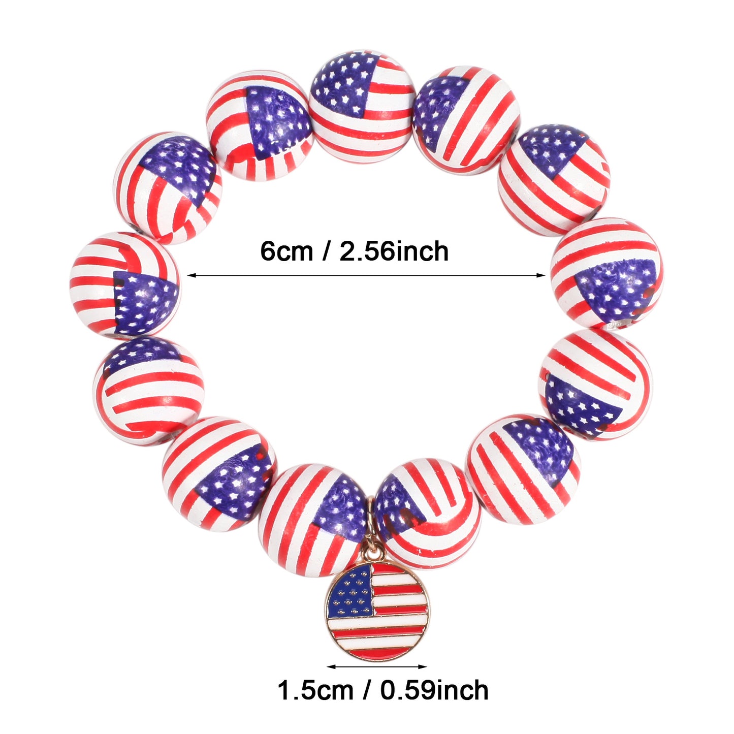 Unisex Wood Beaded Bracelet with Cartoon Pattern
