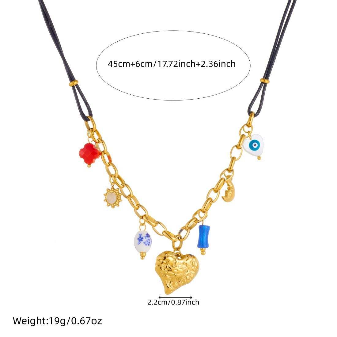 Vintage Gold Plated Irregular 3D Heart Stainless Steel Necklace