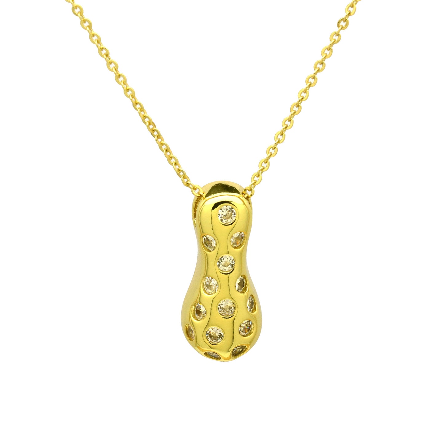 Sweet Plated Brass Letter Pendant Necklace with Cubic Zirconia Inlay for Women