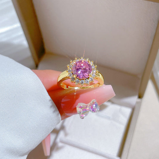 Anillo ajustable de latón chapado en oro rosa con forma de corona estilo Kawaii lindo para mujer