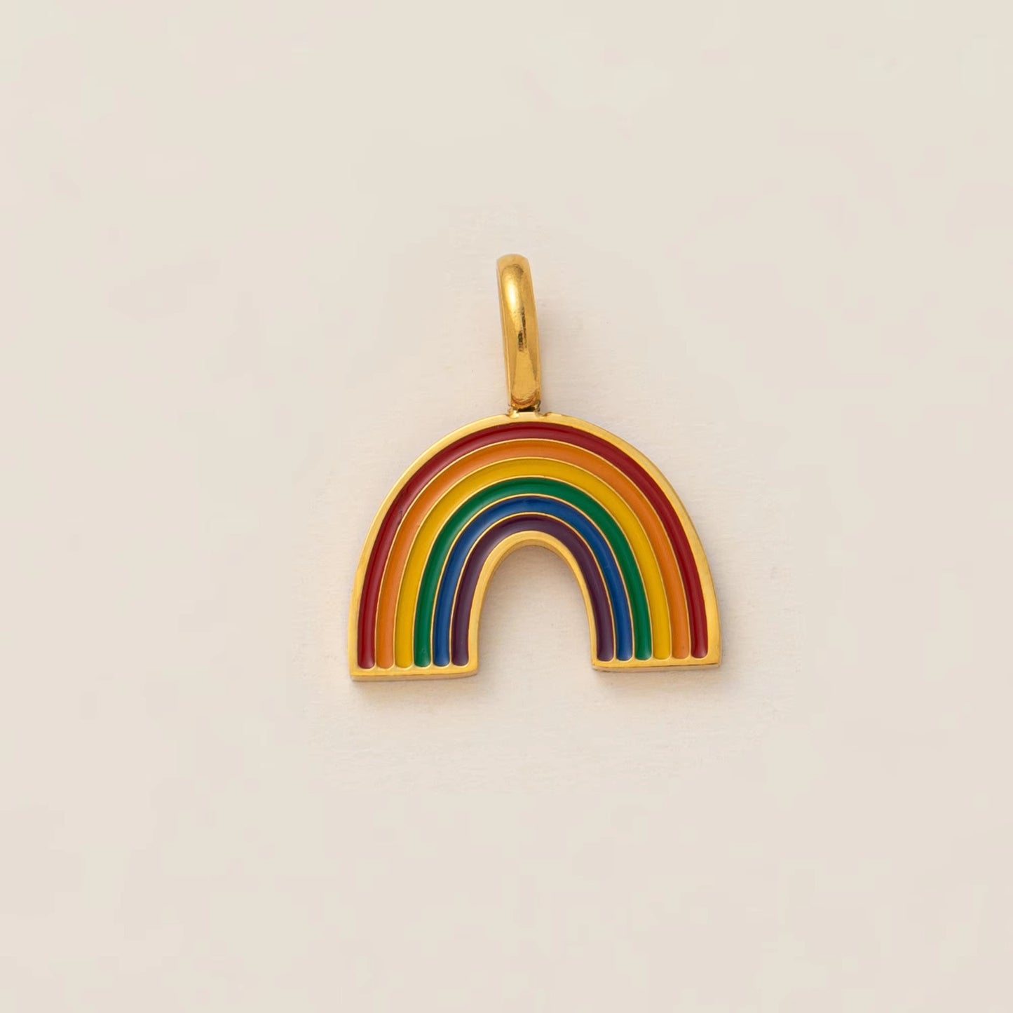 Vintage 18K Gold Plated Stainless Steel Abstract Pendant Charm Bar for Women