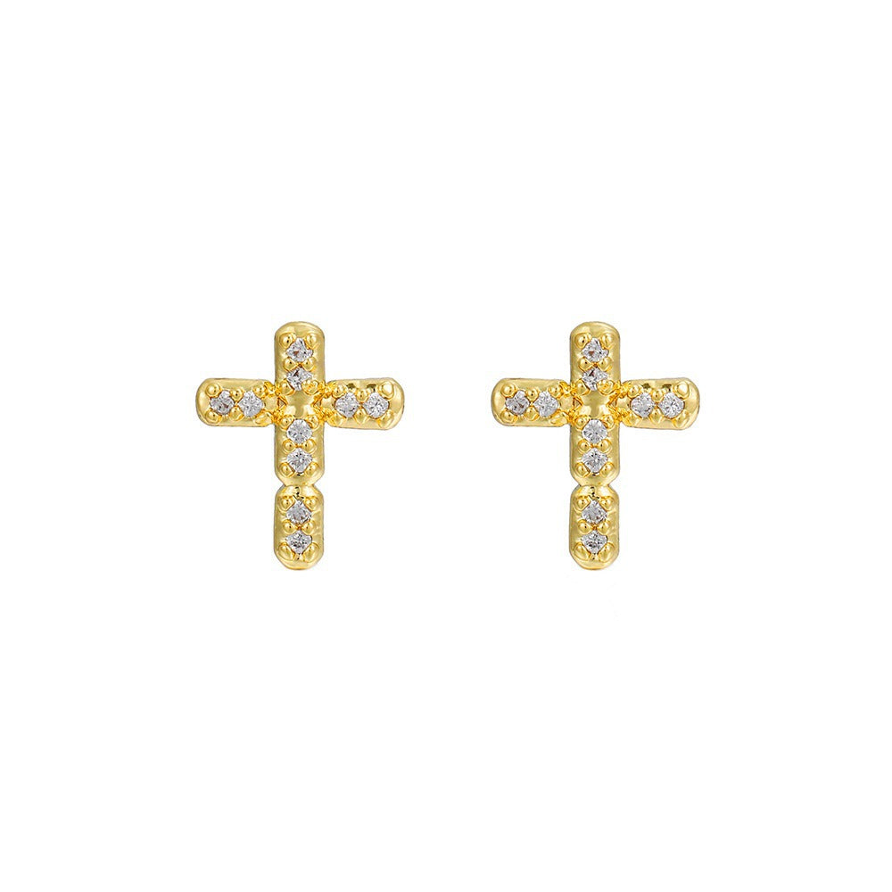 16K Gold Plated Brass Geometric Round Floral Earrings with Micro-set Cubic Zirconia and 925 Sterling Silver Posts