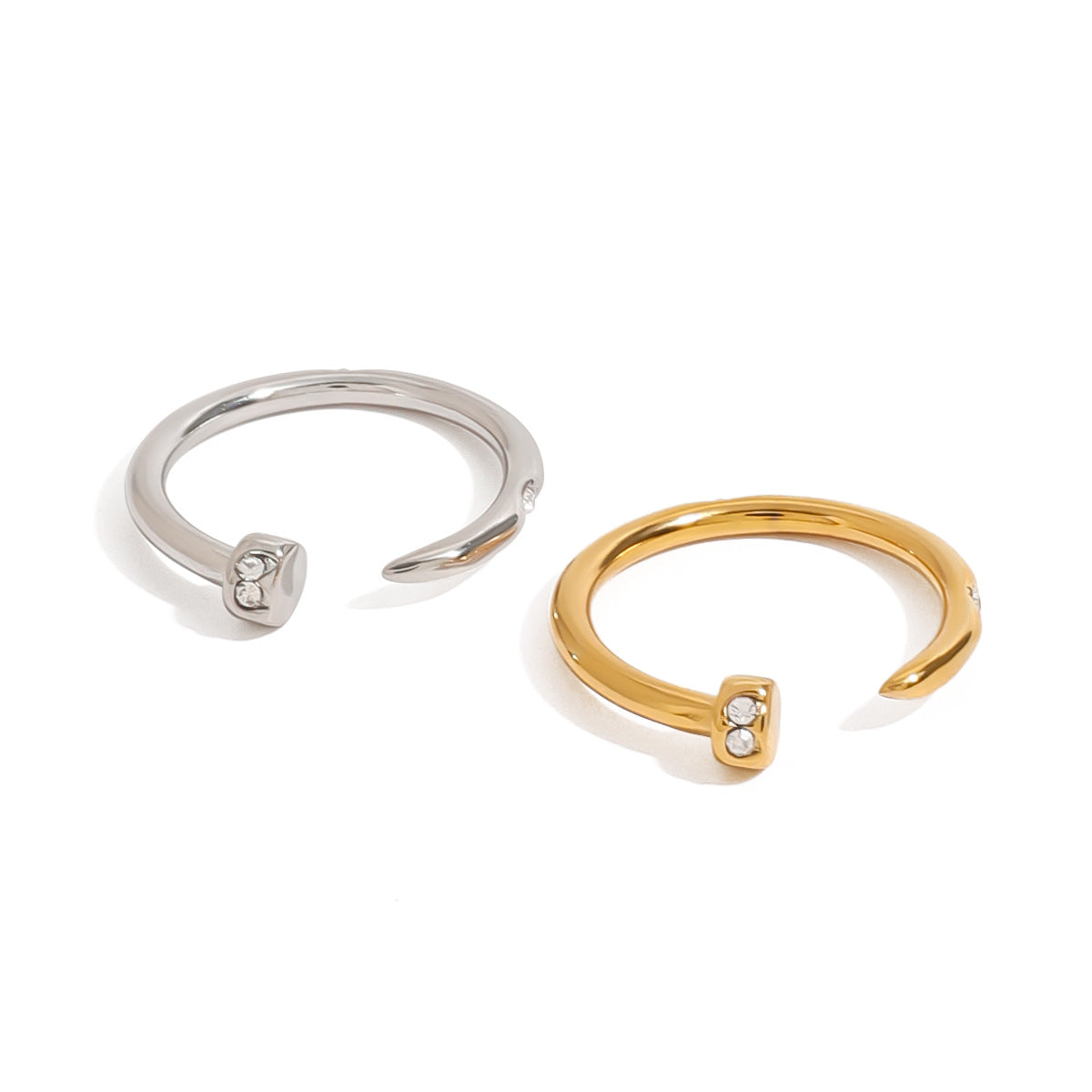 Anello da donna in acciaio inossidabile con placcatura, design geometrico minimalista in acciaio al titanio