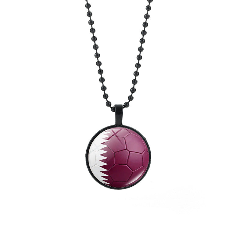 Collana Unisex Casual con Pendente Rotondo Geometrico di Cristallo e Catena a Sfera Placcata in Lega