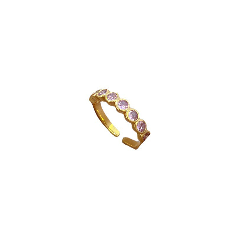 Minimalist Crown-Shaped Brass Ring with Real Gold Plating and Zircon Inlay for Women