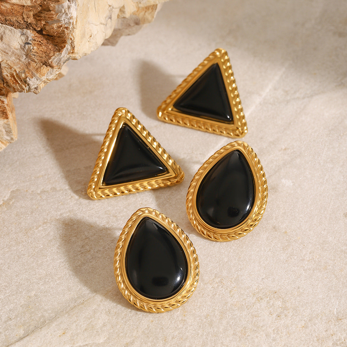 Orecchini a perno geometrici minimalisti in acciaio inossidabile placcato da donna