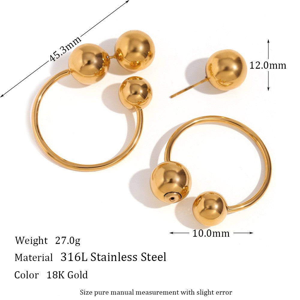 Orecchini a cerchio da donna in stile vintage con geometria a U in acciaio al titanio, placcati oro 18 carati e inserti in acrilico