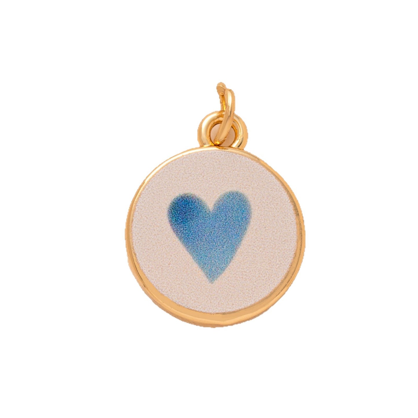 Sweet Floral Heart Geometric Brass Drip Oil Plated Pendant Charm Bar with Ball Chain