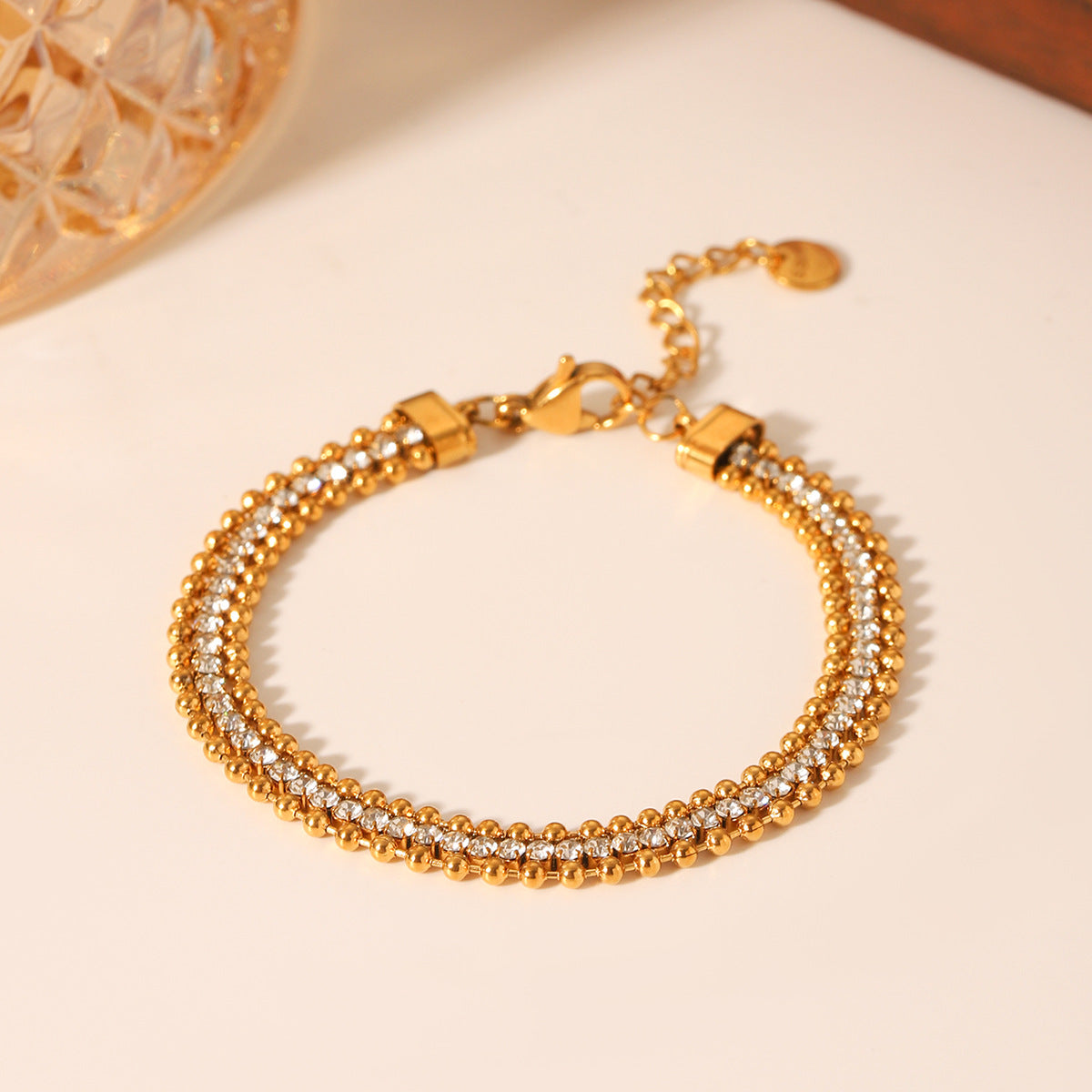 Minimalist Geometric Stainless Steel Bracelet with Zirconia Accents Plated for Fade-Resistant Wear