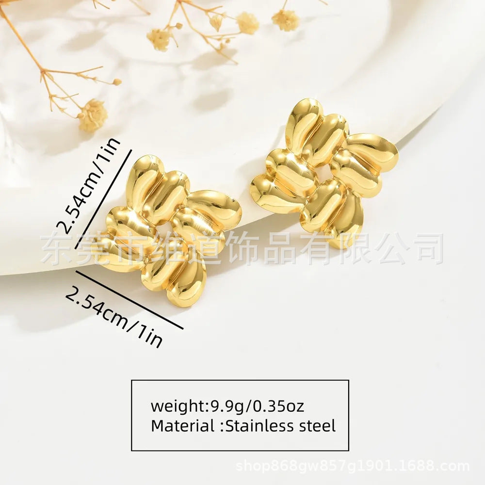 Beach Style Stainless Steel Geometric Starfish Shell Stud Earrings for Women