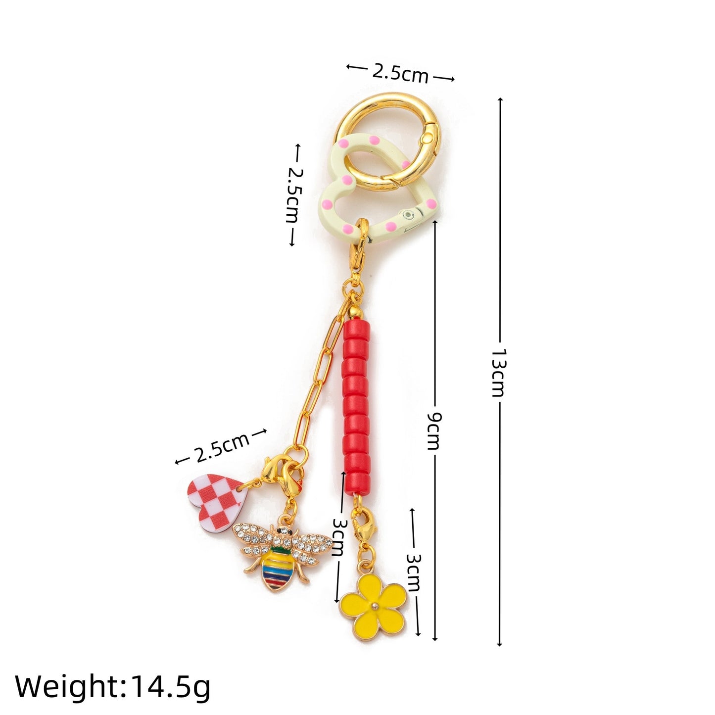 Sweet 18K Gold Plated Brass Floral DIY Charm Bar Bag Pendant Keychain