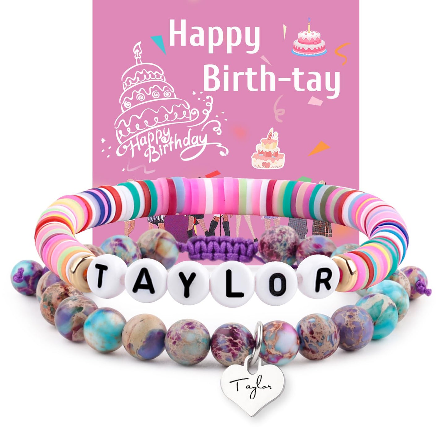 Casual Letter Resin Agate Bracelet Set Leopard Print Unisex Handmade