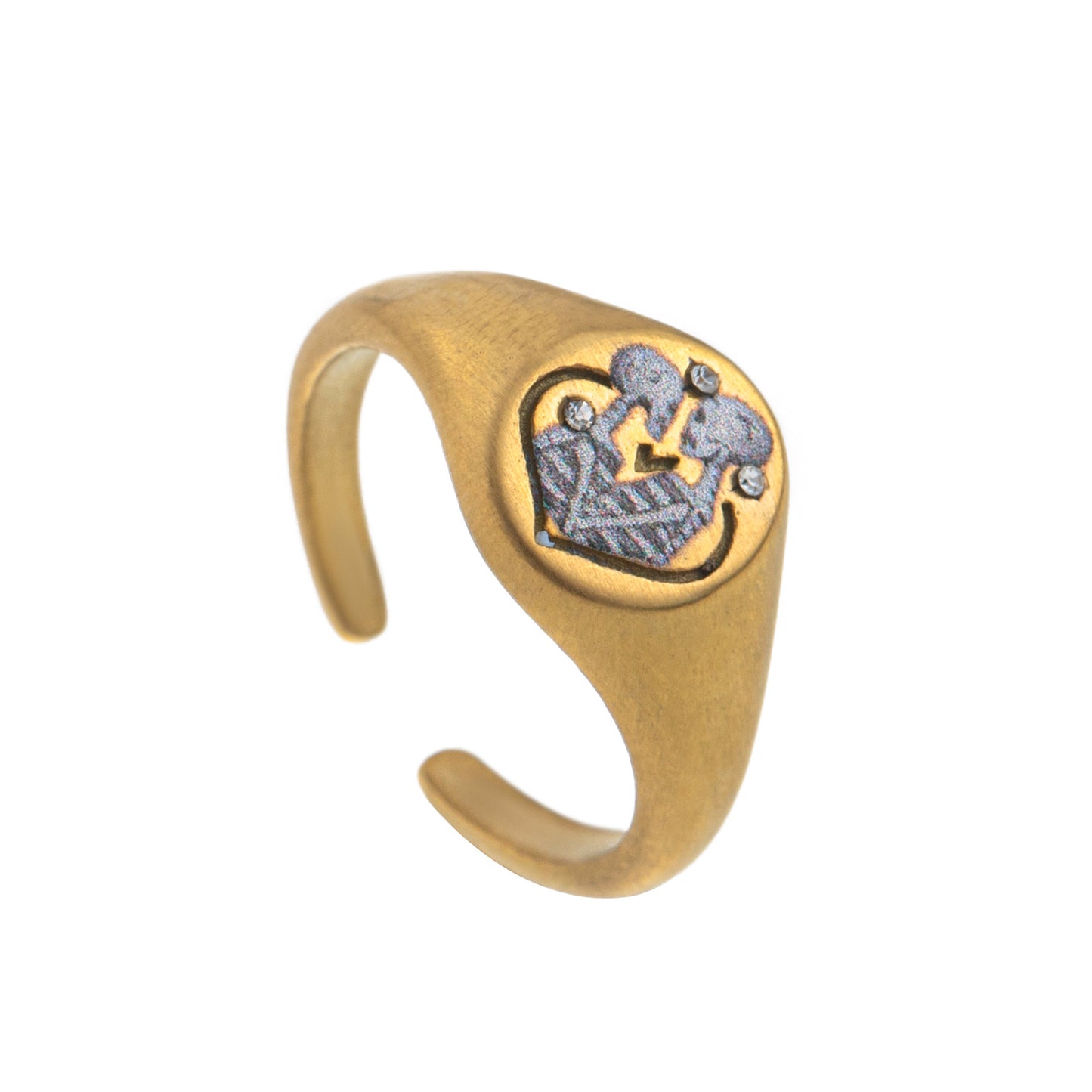 Fashion Heart Animal Stainless Steel PVD Ring