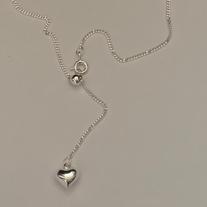 Minimalist Heart-Shaped 925 Sterling Silver Necklace with Plated Finish, Dainty Cross Chain for Women