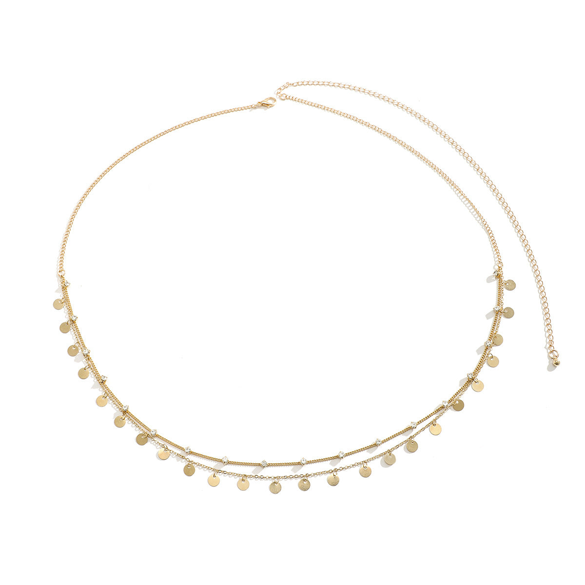 Casual Rhinestone Plated Alloy Tassel Waist Chain for Women