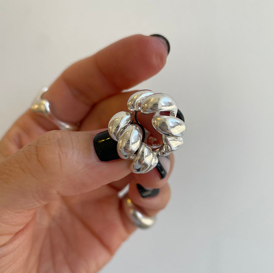 Orecchini a cerchio minimalisti a forma di stella in argento sterling 925 con dettaglio a torsione in corda, polsini fatti a mano