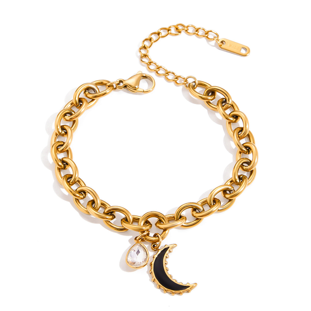 Pulsera de Acero Inoxidable con Baño, en Forma de Estrella, de Lujo Minimalista para Mujer con Detalles de Pedrería