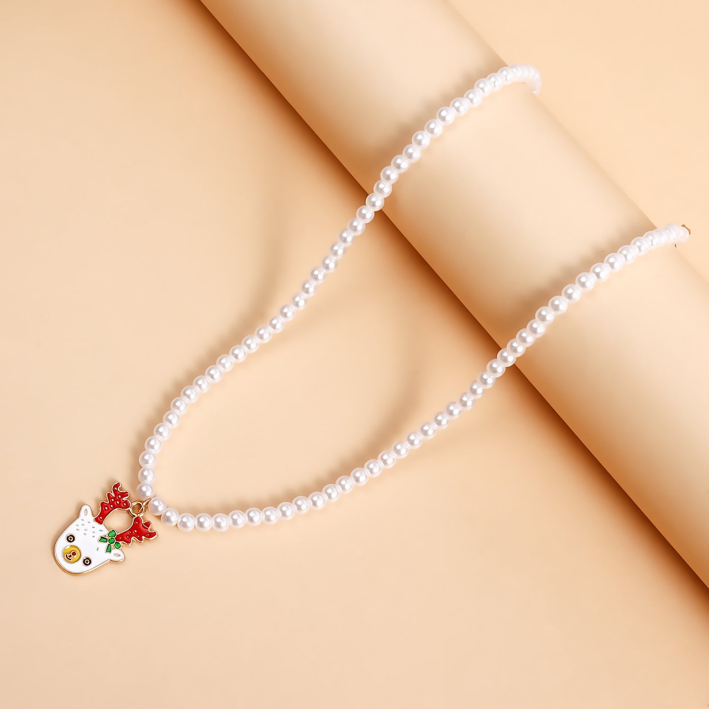 Minimalist Geometric Pendant Necklace with Enamel Snowflake and Bell Charms, Alloy Drop-Enamel Christmas Tree Accents on Metal Chain for Women