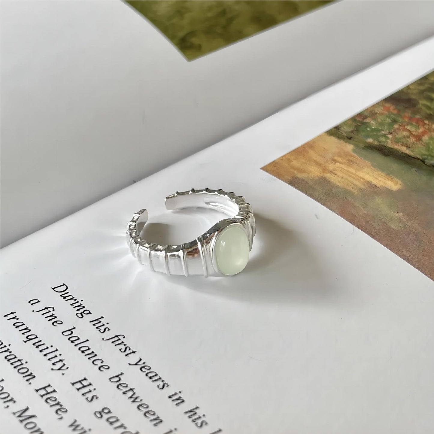 Sweet 925 Sterling Silver Oval Heart Crystal Ring Geometric Plated