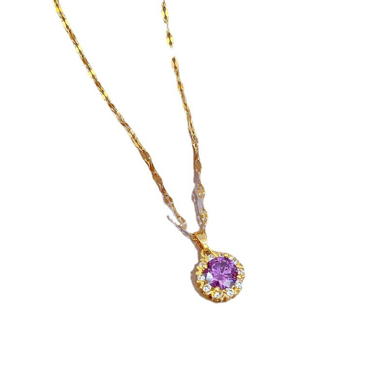 Collana di lusso in acciaio al titanio con design geometrico da donna, con strass a micro-pavé e catena geometrica regolabile
