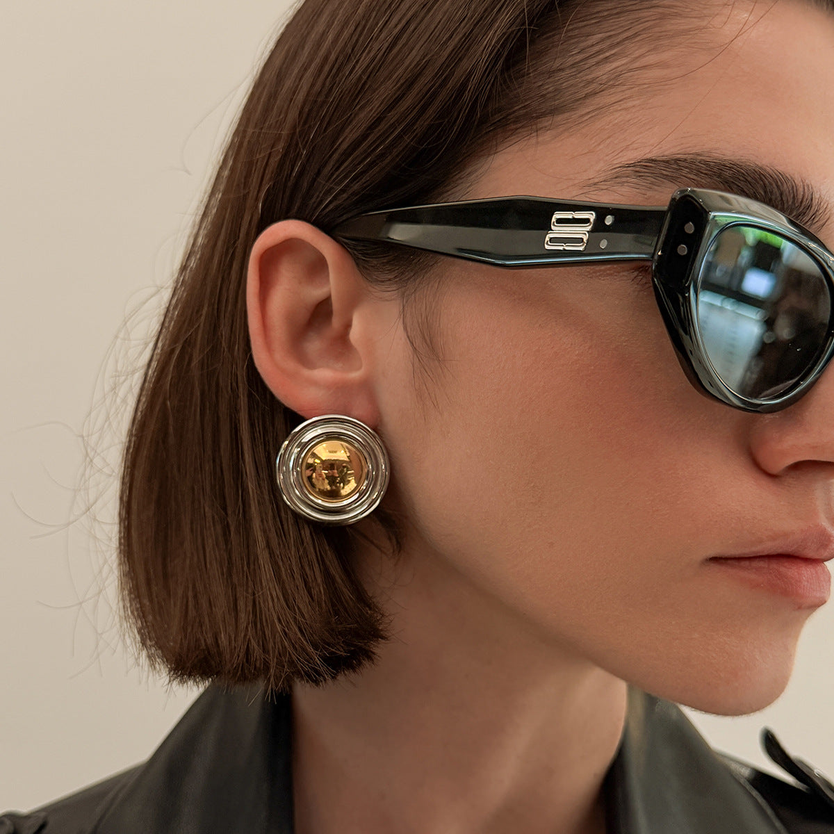 Luxury Geometric Round Oval Stainless Steel PVD Earrings