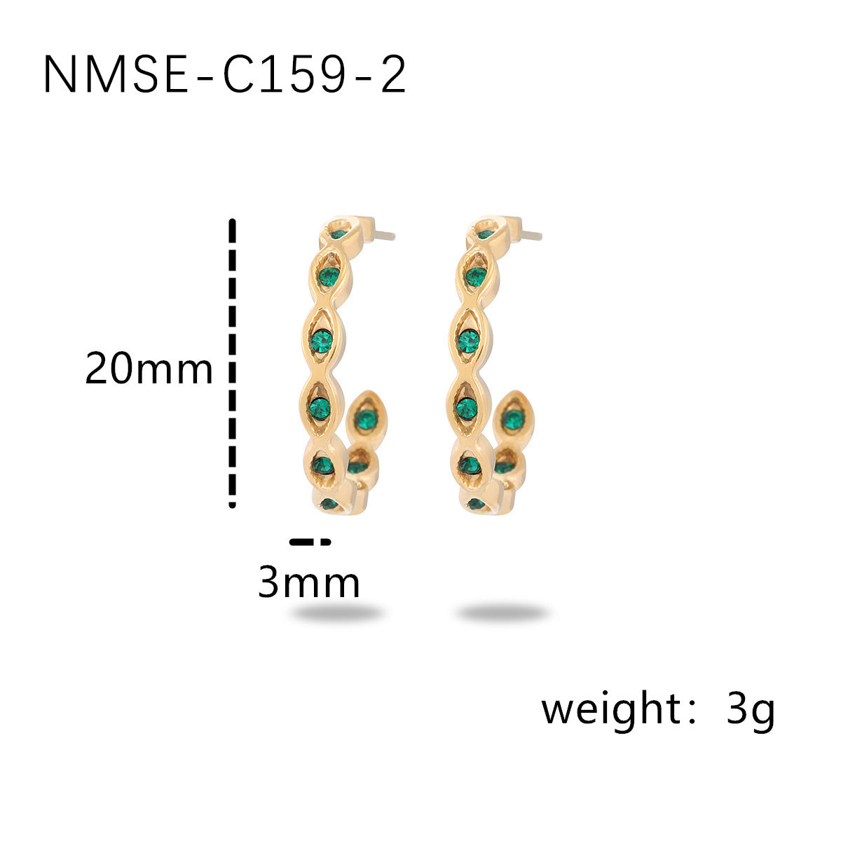 Aretes de acero inoxidable con forma de C geométrica vintage y pedrería para mujer, con baño de oro de 18 quilates al vacío, resistentes a la decoloración y con un lujoso diseño versátil.