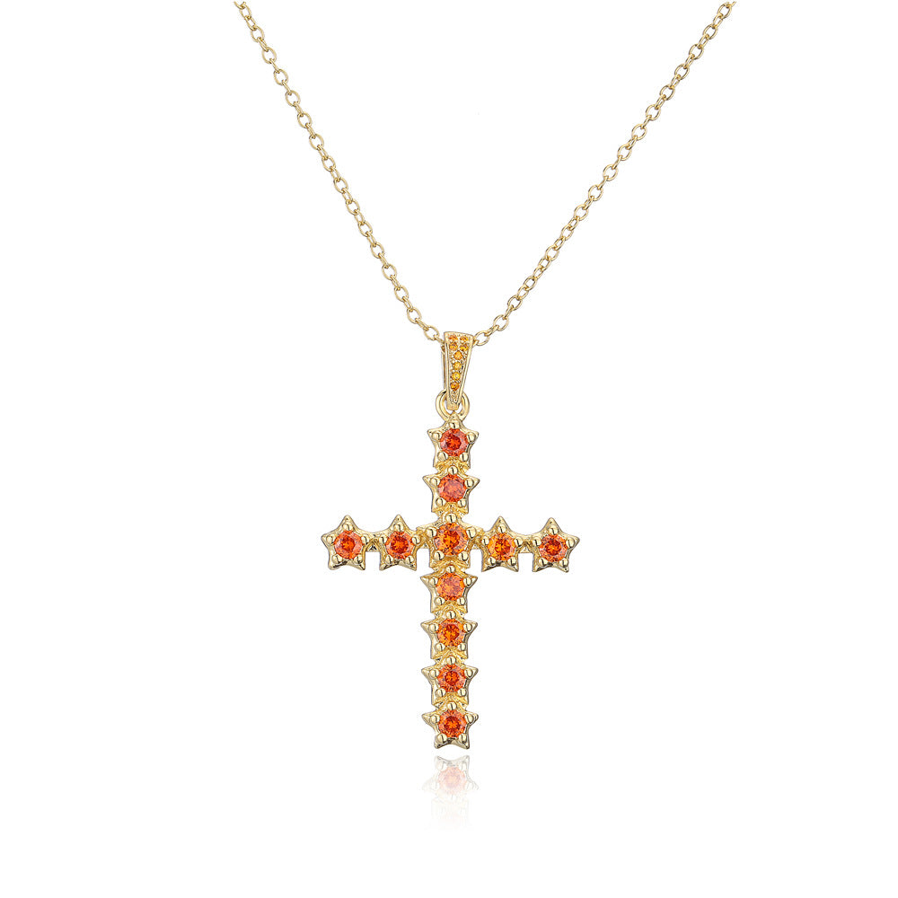 Minimalist Star-Shaped Zirconia Pendant Necklace in Copper with 18K Gold Plating for Women