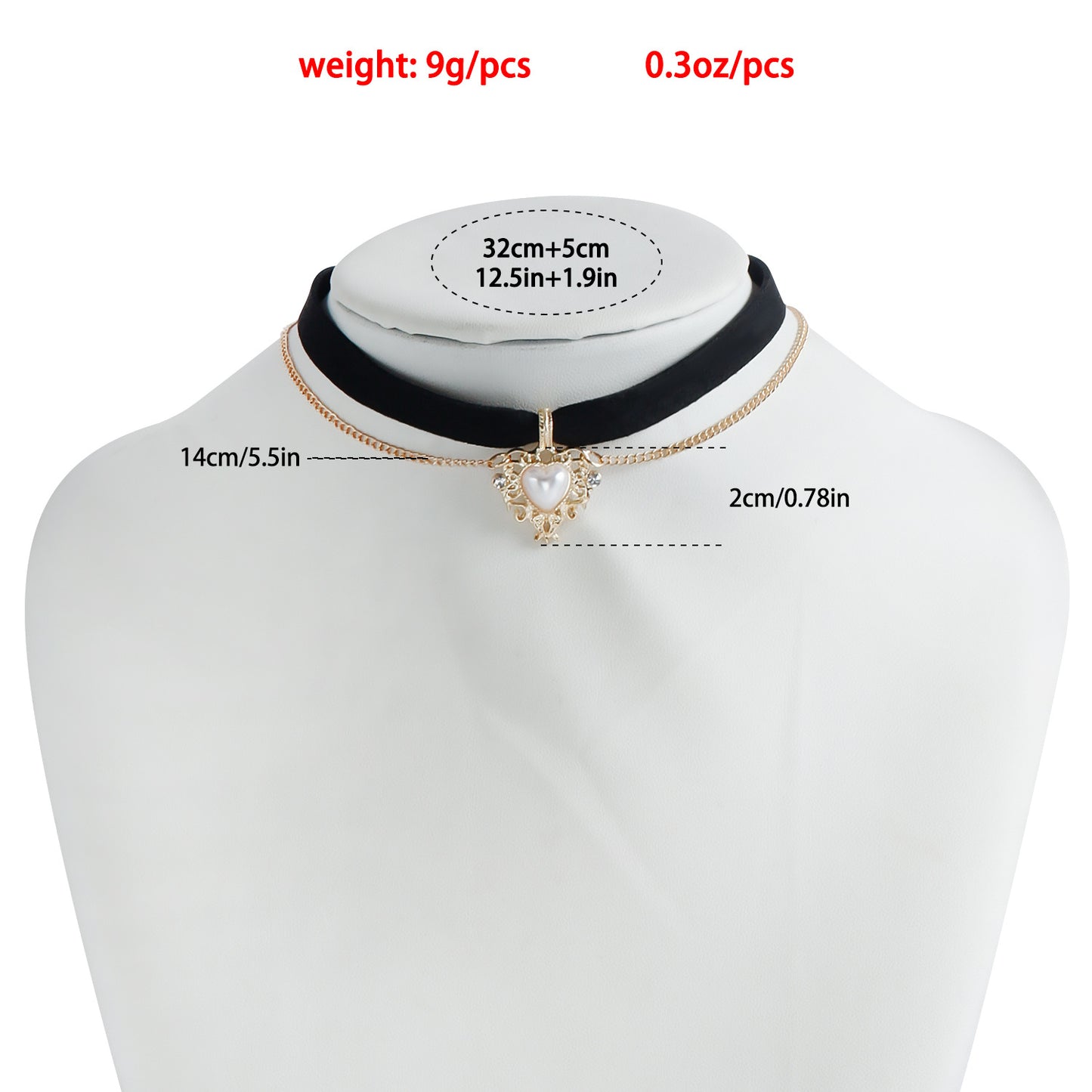Elegant Heart-Shaped Pearl-Style Choker Necklace for Women with Gold-Plated Alloy Pendant and Geometric Design