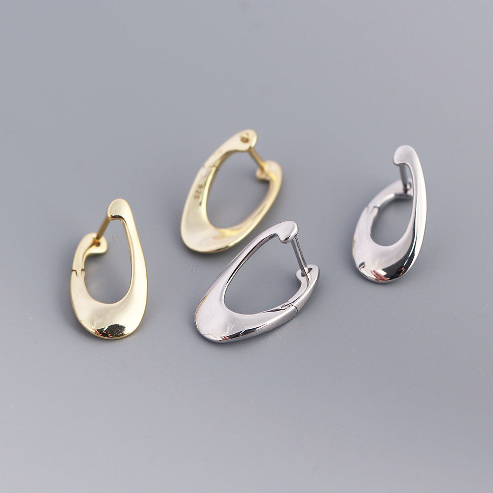 Eleganti Orecchini a Cerchio Placcati Geometrice in Argento Sterling 925