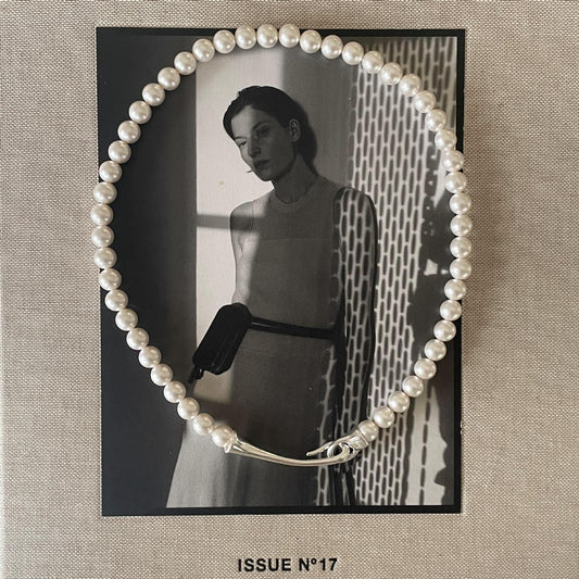 Collar minimalista de plata de ley 925 trenzado redondo geométrico con perlas