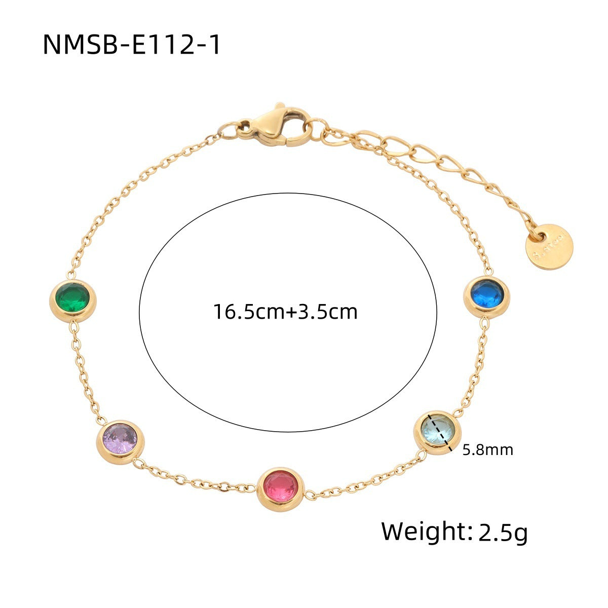 Pulsera de acero inoxidable con diseño geométrico redondo y diamantes de imitación para mujer, acabado chapado, aspecto lujoso, resistente al deslustre
