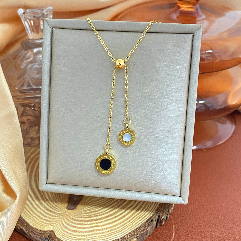 18K Gold Plated Titanium Steel Heart Cartoon Leaf Necklace with Ethnic Elements