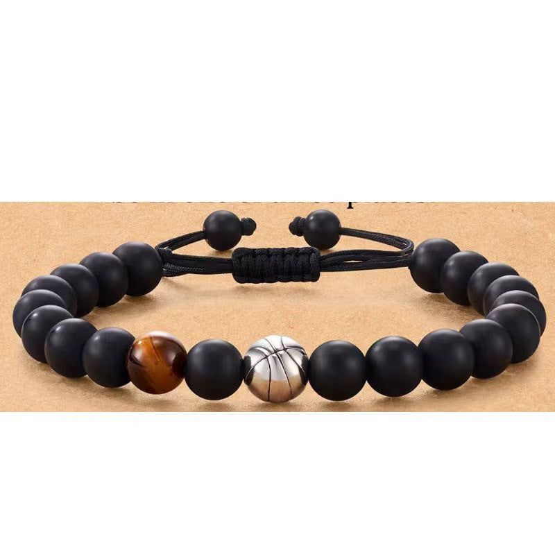 Unisex Geometric Alloy Bracelet Set with Tiger Eye, Green Aventurine and Red Agate Beads
