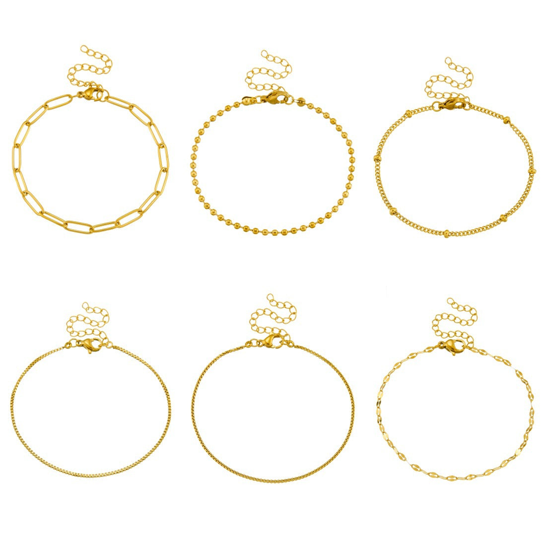 Minimalist 18K Gold Plated Stainless Steel Figaro Chain Bracelet for Women