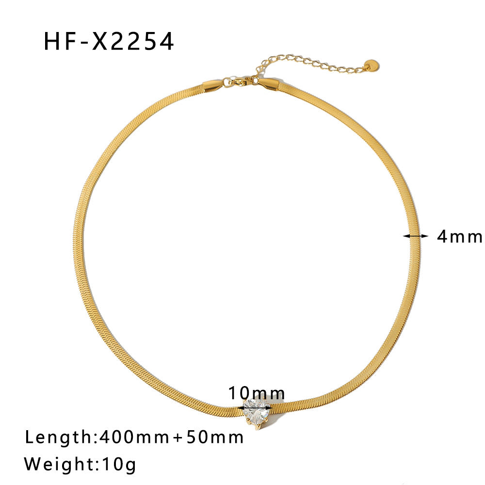 Collana con pendente minimalista Luna e Sole con accenti di perle e conchiglie, intarsio di zirconi su acciaio inossidabile, catena a serpente da donna