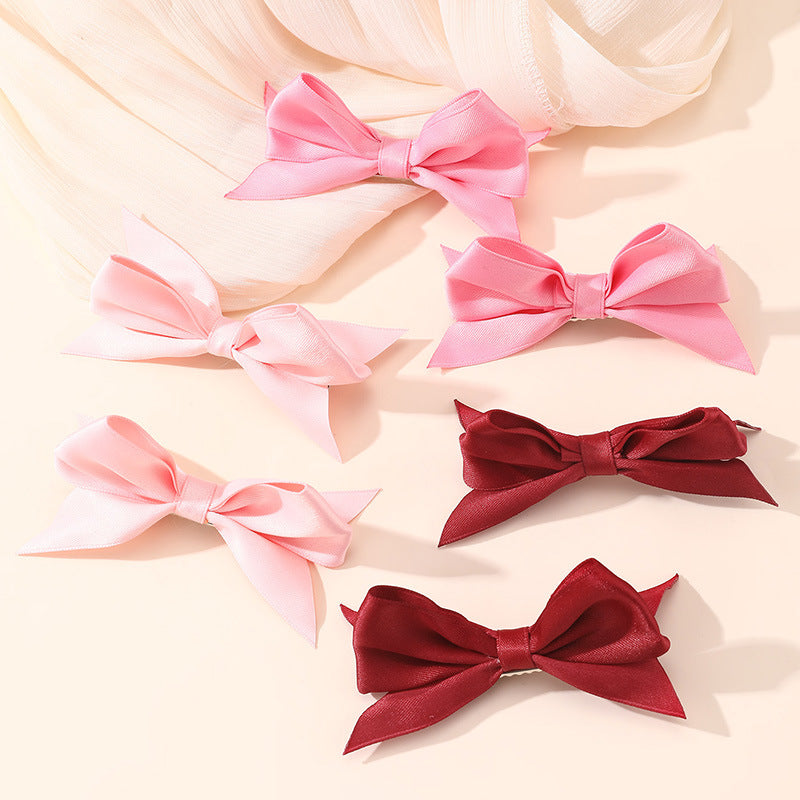 Natural Style Bow-Shaped Duckbill Hair Clip for Girls with Ruffled and Mesh Details in Polyester