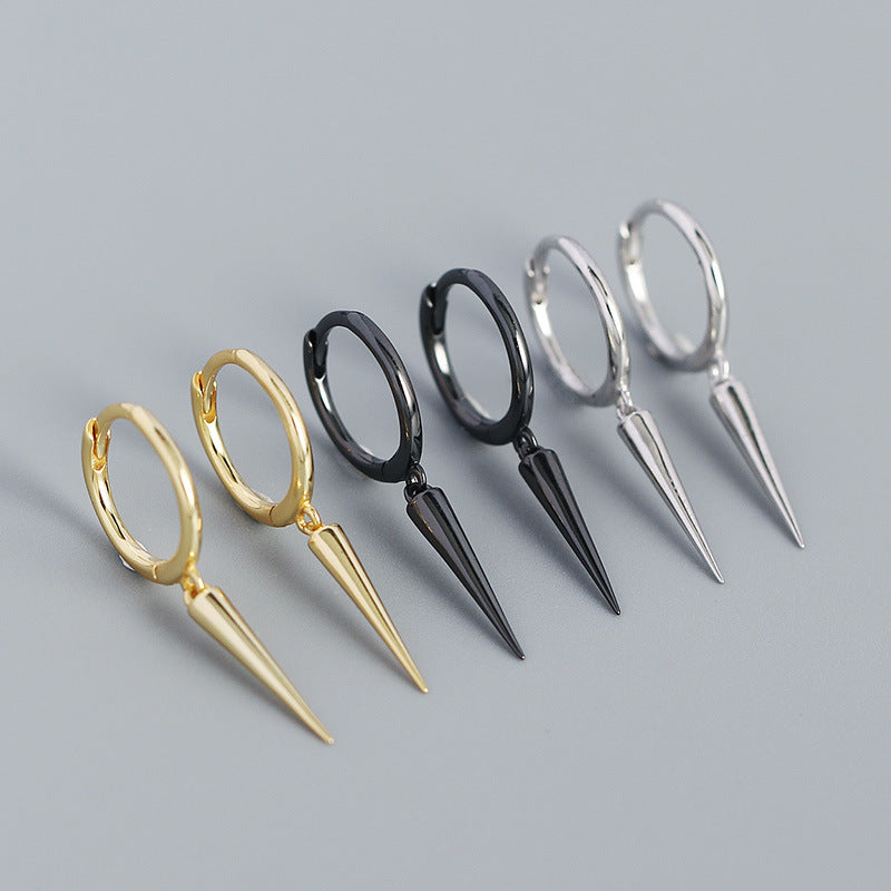 Orecchini a perno cono geometrico in argento sterling S925 con dettagli a rivetto