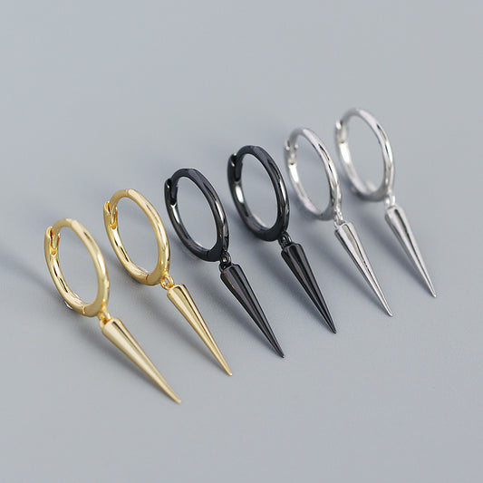 Pendientes de cono geométricos de plata de ley S925 con detalle de remache