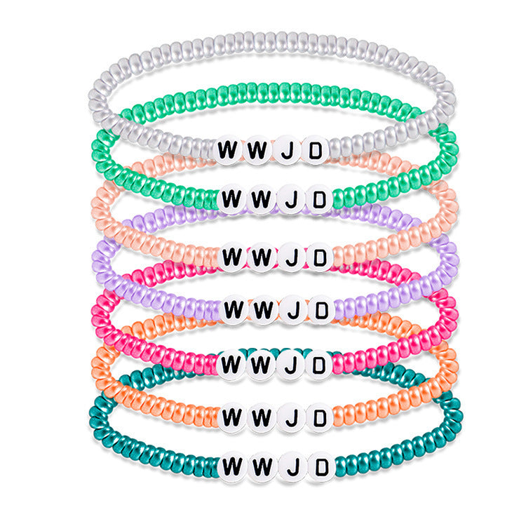 Minimalist Letter Acrylic Beaded Bracelet Set Unisex