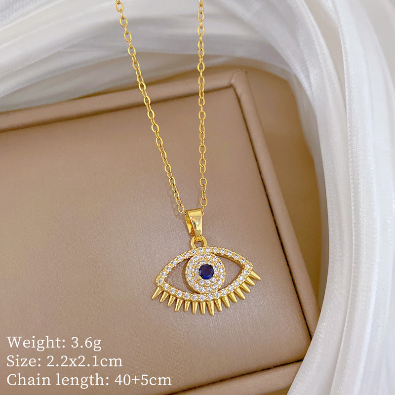 Sweet Cartoon Animal Micro-Inlaid Cubic Zirconia Brass Pendant Titanium Steel Necklace for Unisex