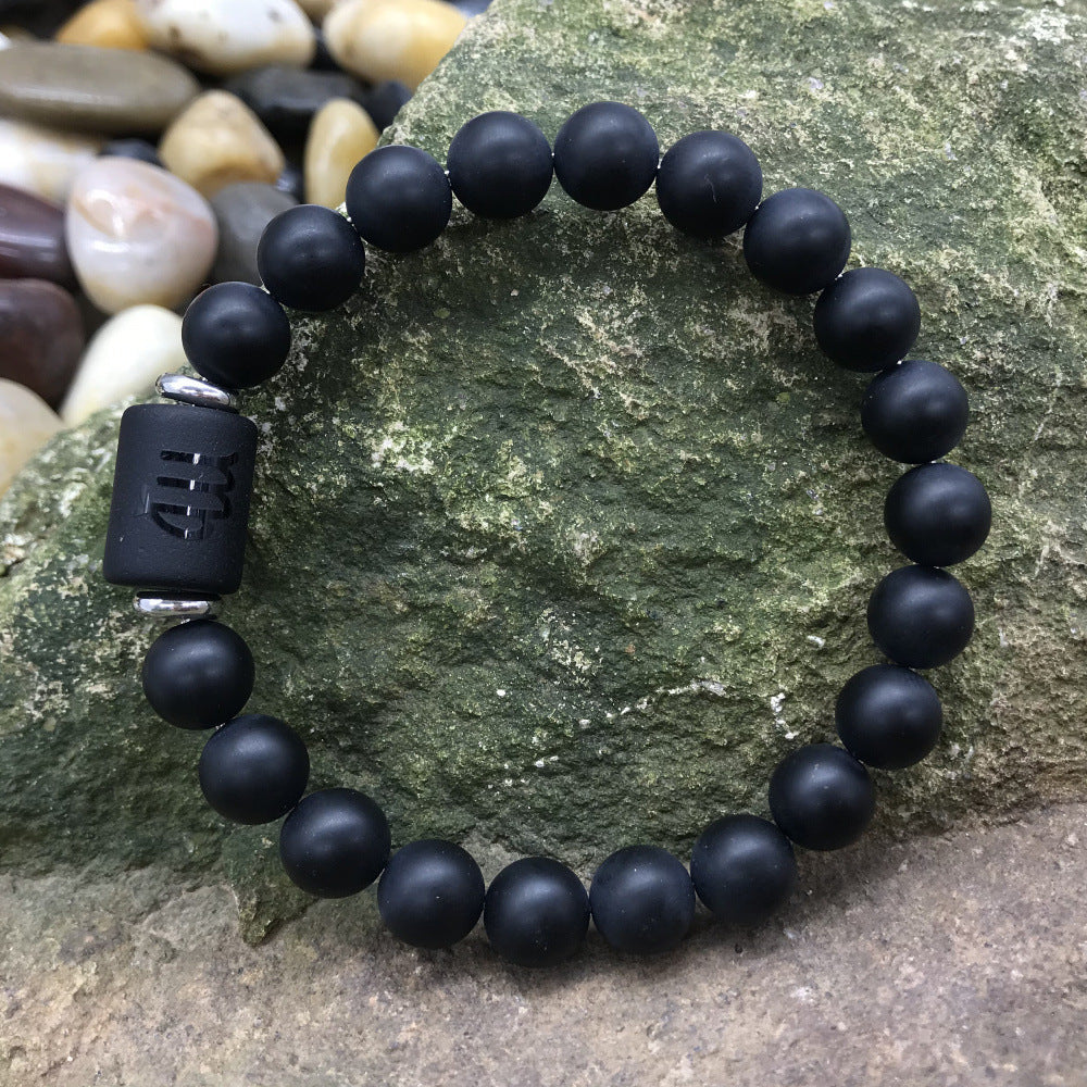 Elegant Business Matte Round Geometric Glass Zodiac Bracelet Unisex Gift