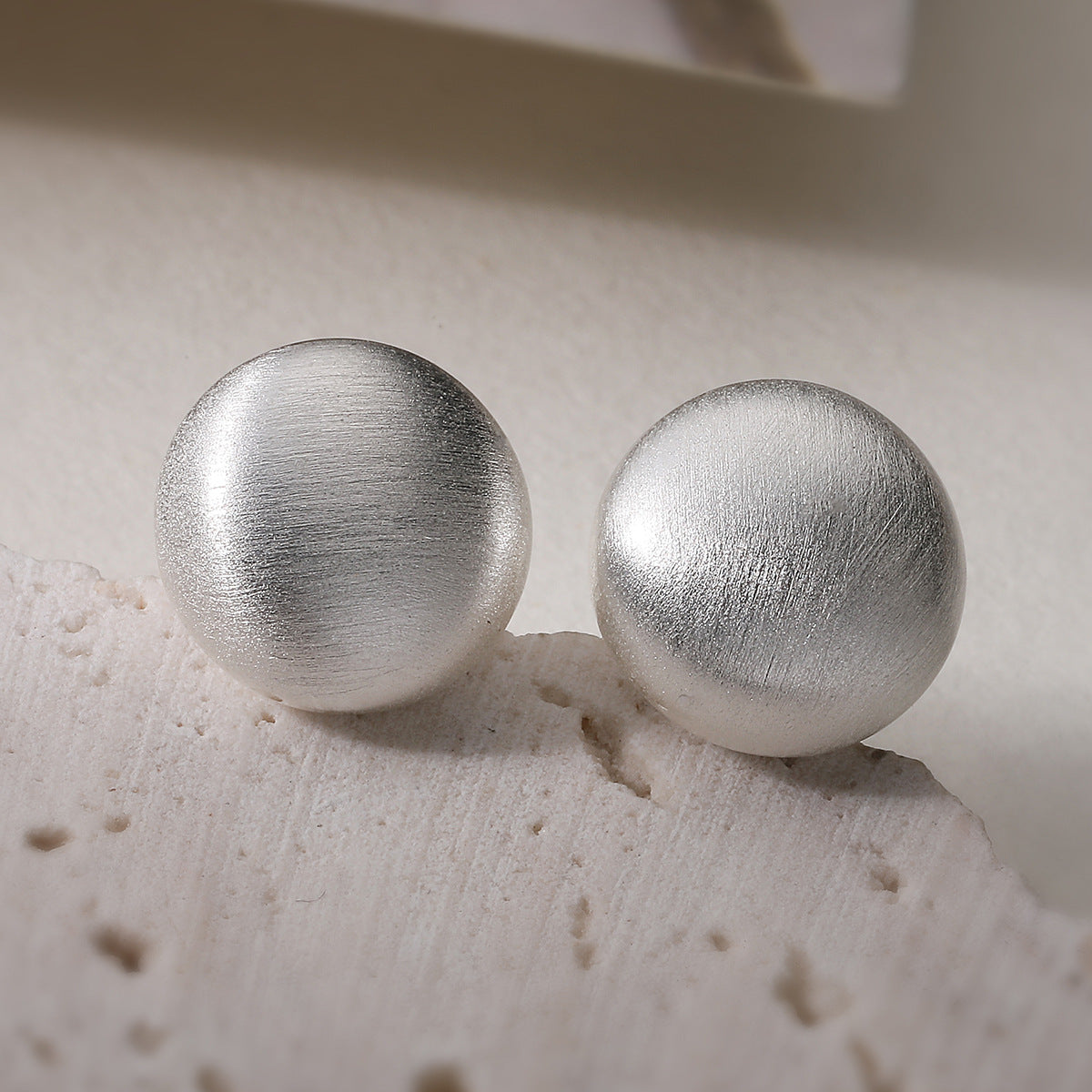 Vintage Matte Brushed Round Geometric Brass 18K Gold Plated Earrings for Women