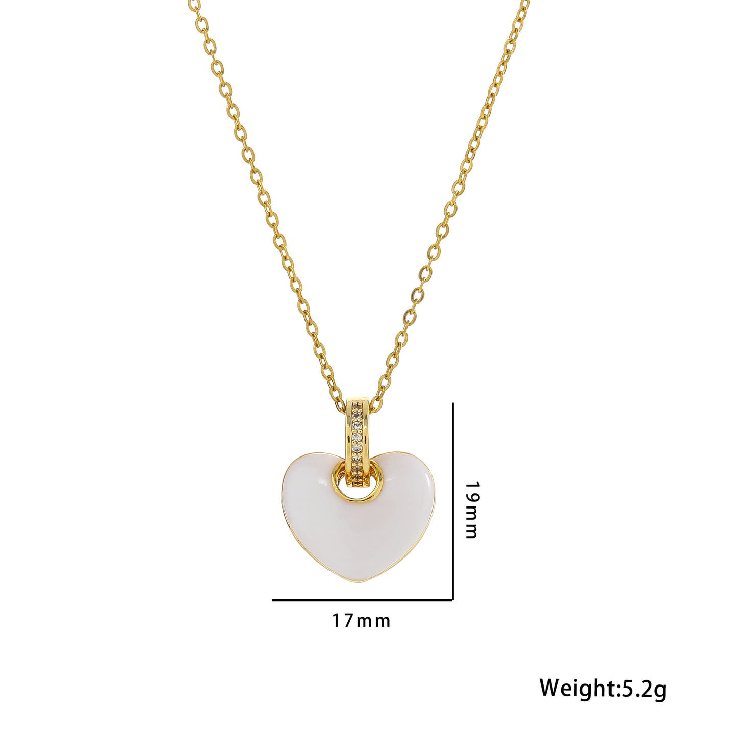 Minimalist Heart-Shaped Enamel Pendant Necklace for Women in Titanium Steel with Plated Finish and O-Chain