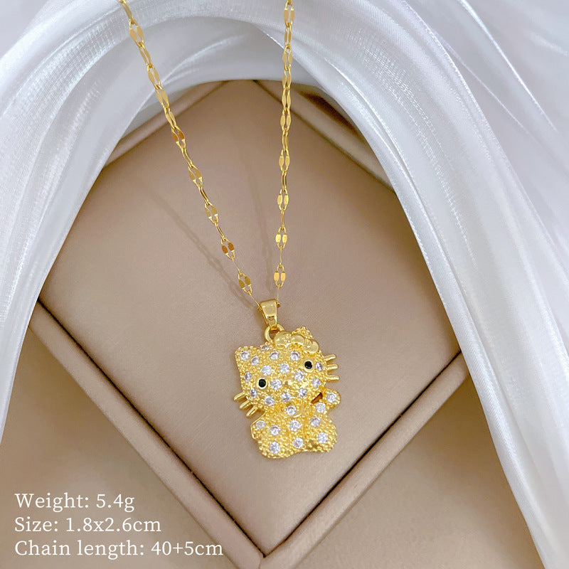 Collar de titanio con diamantes de imitación, cielo estrellado geométrico, para mujer, cadena de labios minimalista, estilo dulce