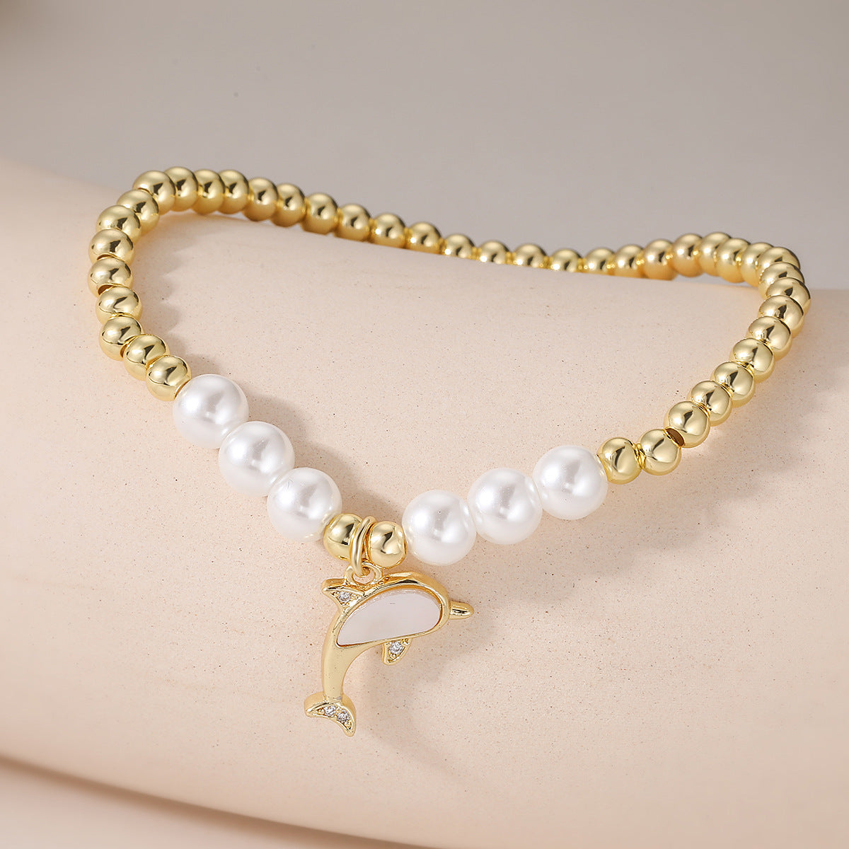 Elegant 18K Gold Plated Brass Butterfly Heart Geometric Pendant with Cubic Zirconia and Pearl Bracelet for Women